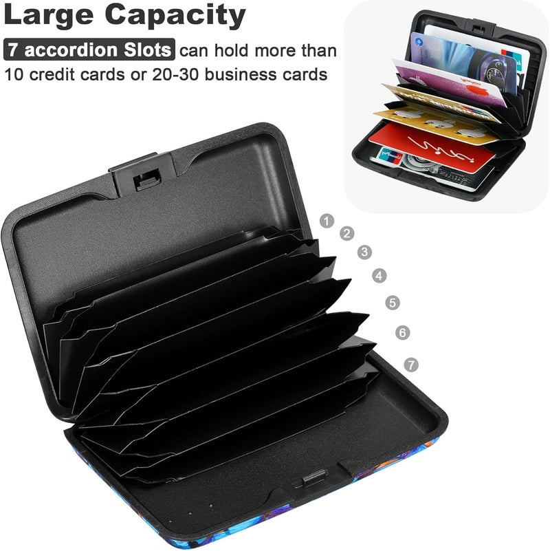 ELFISH RFID Blocking Credit Card Protector Aluminum ID Case Hard Shell Business Card Holders Metal Wallet for Men or Women (Blue Butterfly) - Image 5